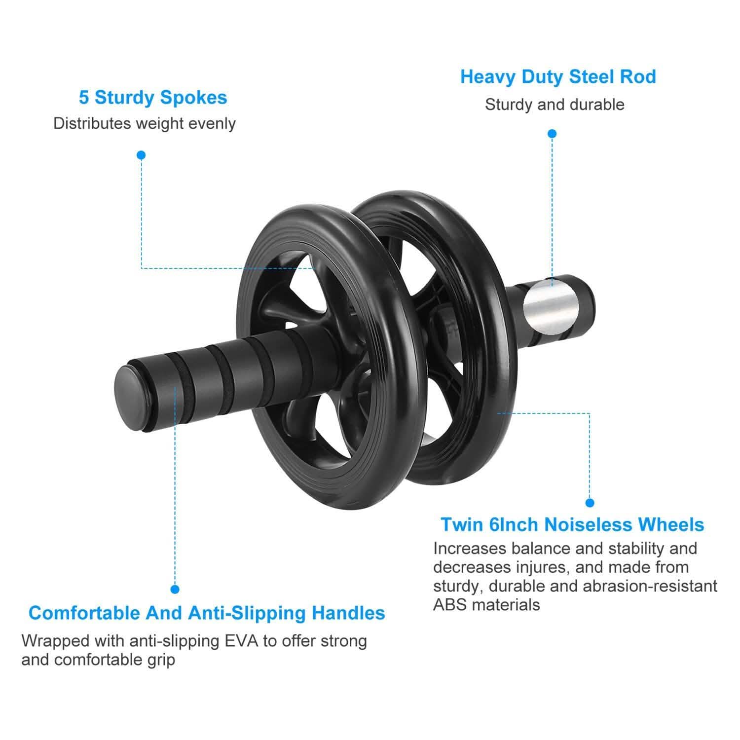 Ab Roller Wheel Fitness Exercise with Knee Pads Fitness - DailySale