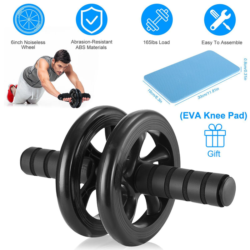 Ab Roller Wheel Fitness Exercise with Knee Pads Fitness - DailySale