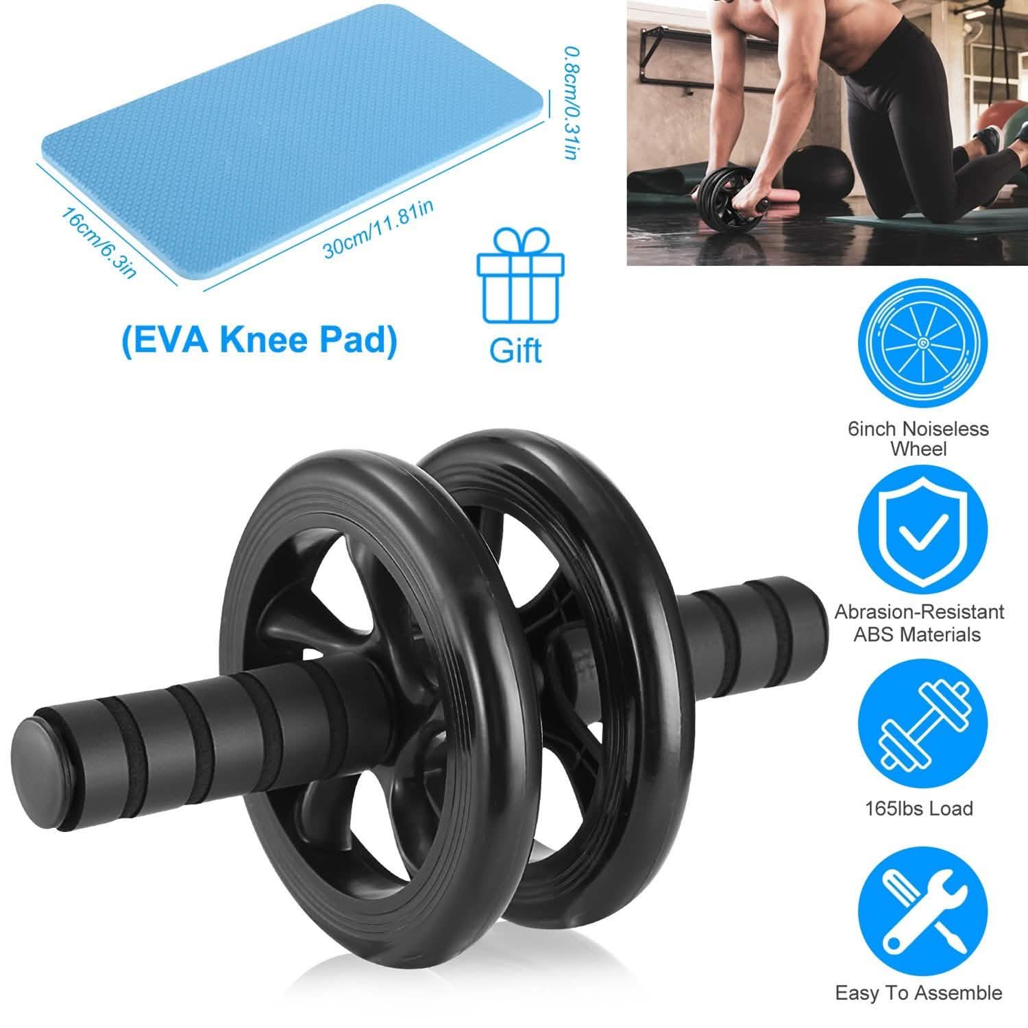 Ab Roller Wheel Fitness Exercise with Knee Pads Fitness - DailySale