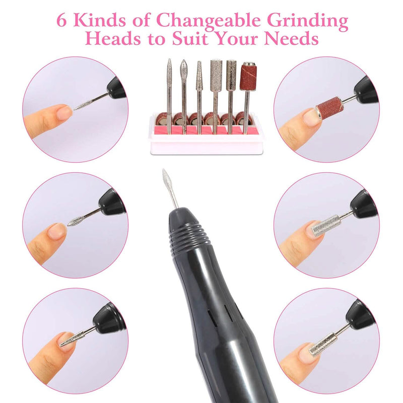 Acrylic Nail Drill Machine 20000RPM with 6 Bits Cuticle Grinder Kit Beauty & Personal Care - DailySale