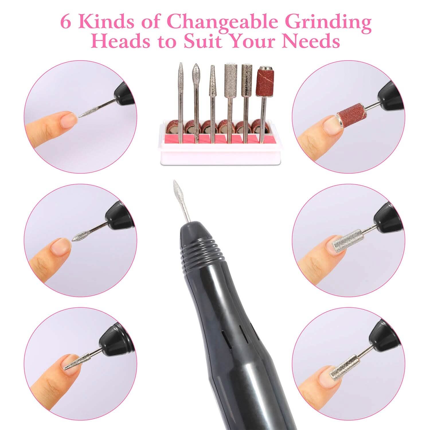 Acrylic Nail Drill Machine 20000RPM with 6 Bits Cuticle Grinder Kit Beauty & Personal Care - DailySale