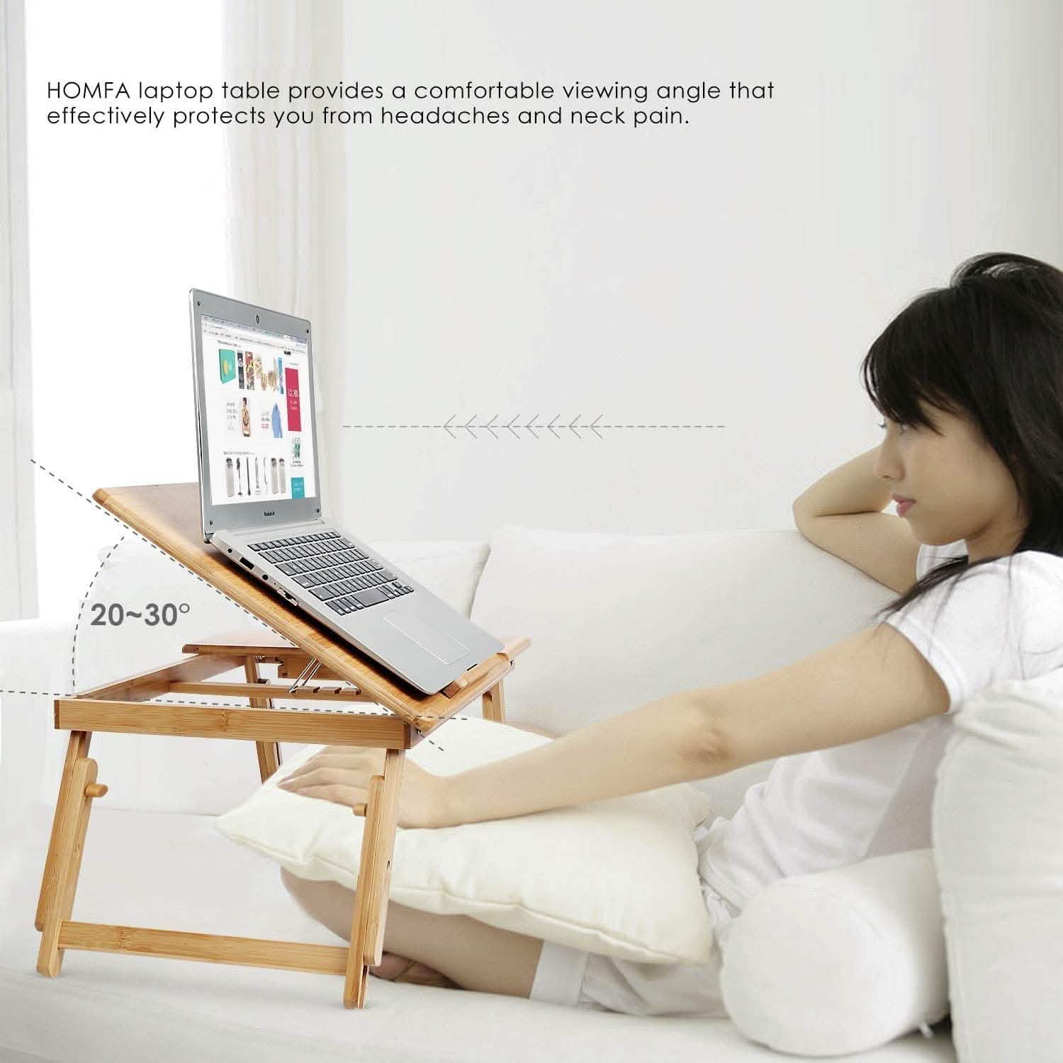 Adjustable Bamboo Laptop Desk Computer Accessories - DailySale