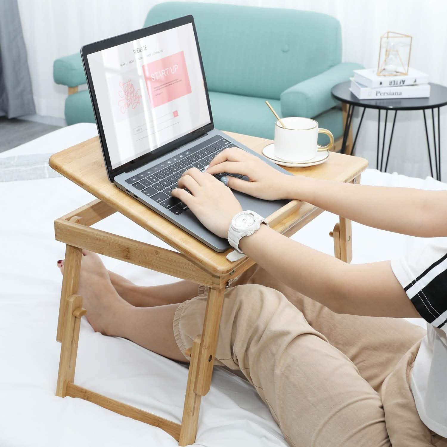 Adjustable Bamboo Laptop Desk Computer Accessories - DailySale