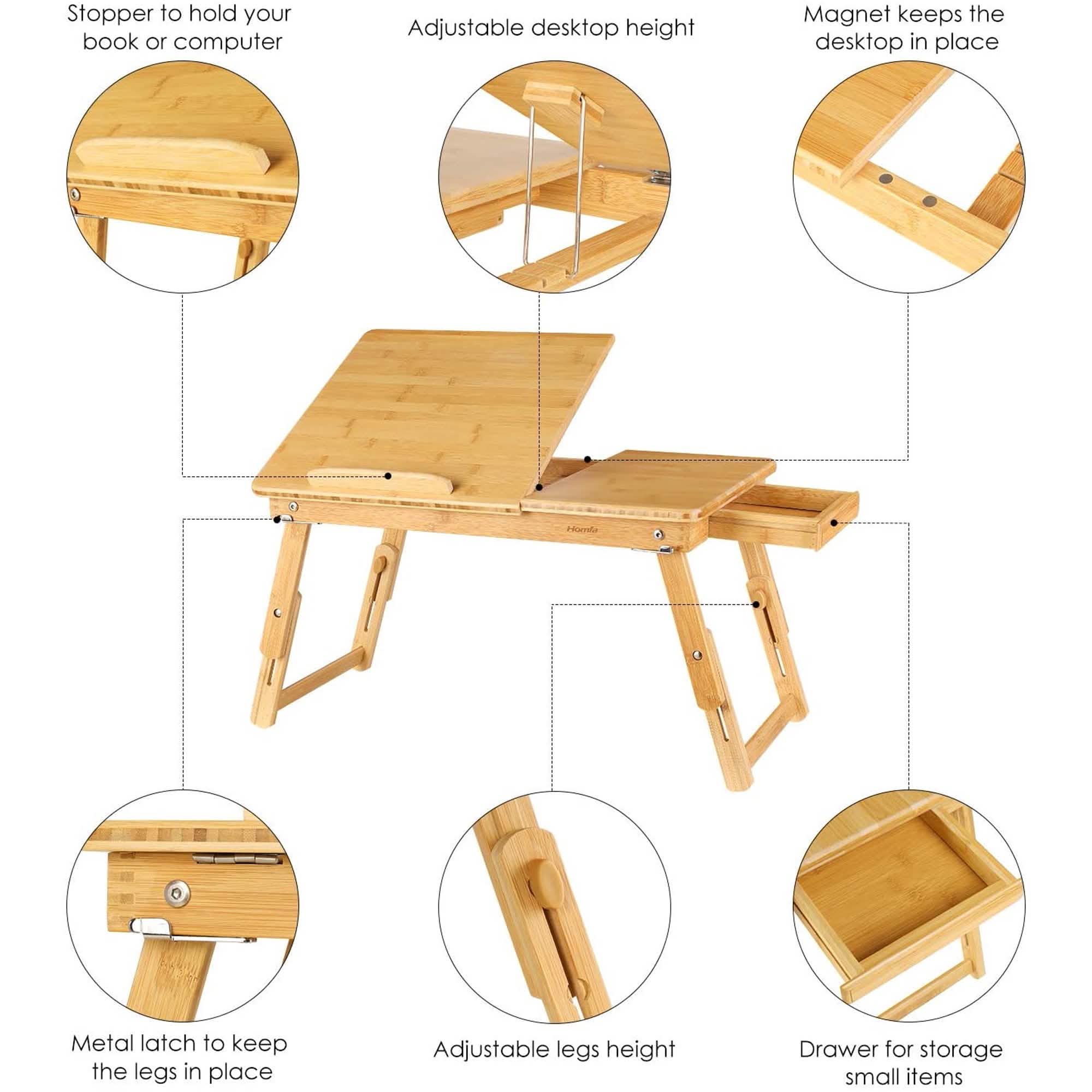 Adjustable Bamboo Laptop Desk Computer Accessories - DailySale
