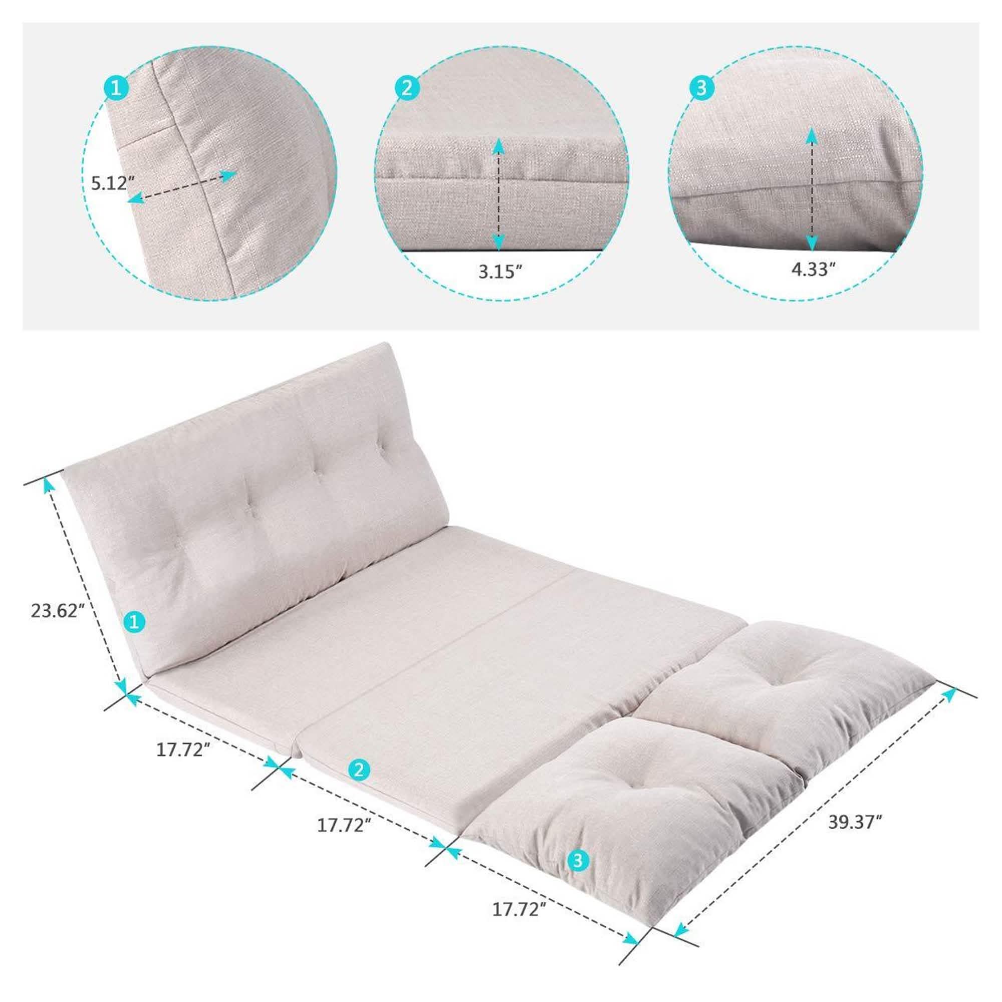 Adjustable Fabric Folding Chaise Lounge Sofa Floor Couch and Sofa Furniture & Decor - DailySale