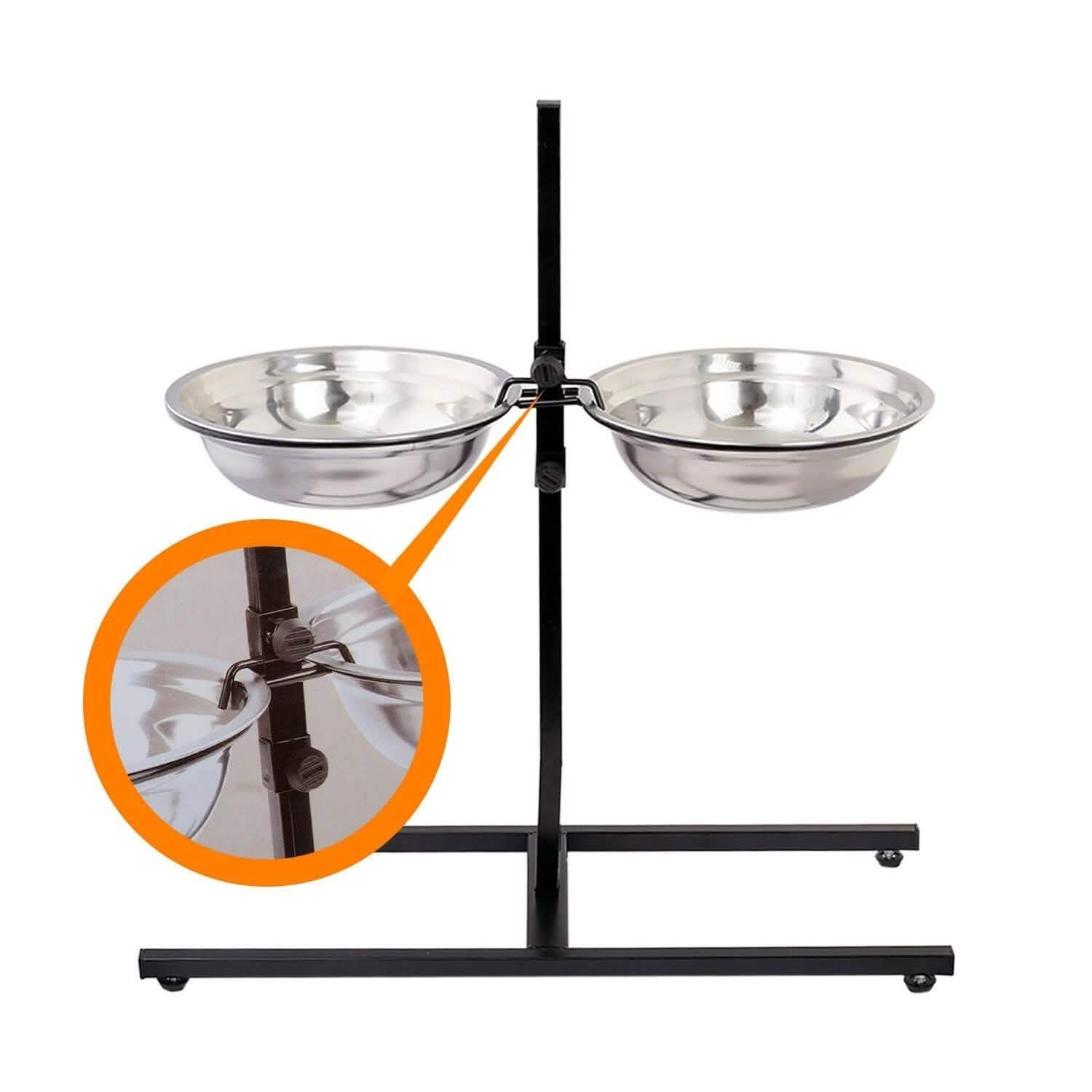 Adjustable Metal Pet Dog Feeder Bowls Elevated Stainless Steel Double Bowl Dish Pet Supplies - DailySale