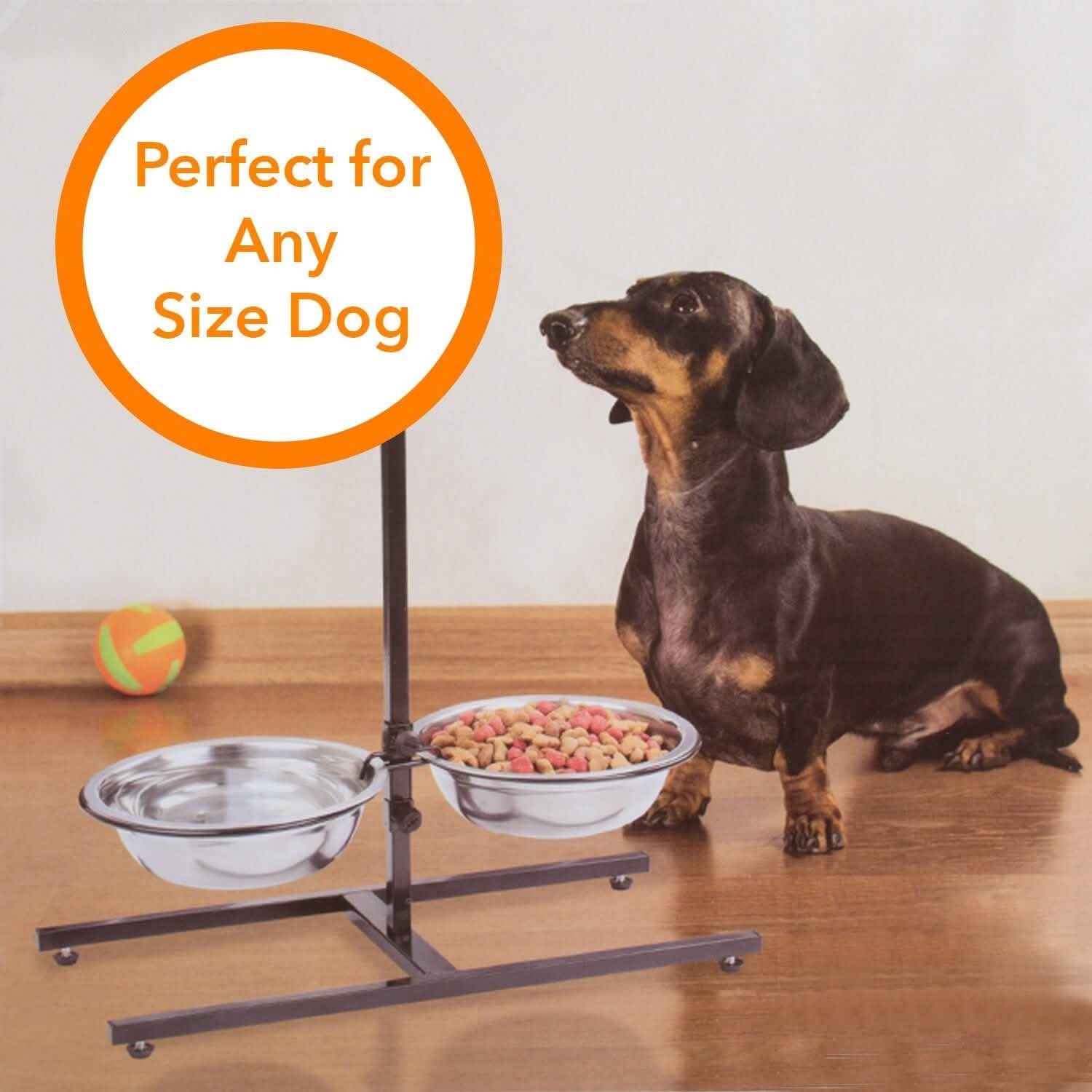 Adjustable Metal Pet Dog Feeder Bowls Elevated Stainless Steel Double Bowl Dish Pet Supplies - DailySale