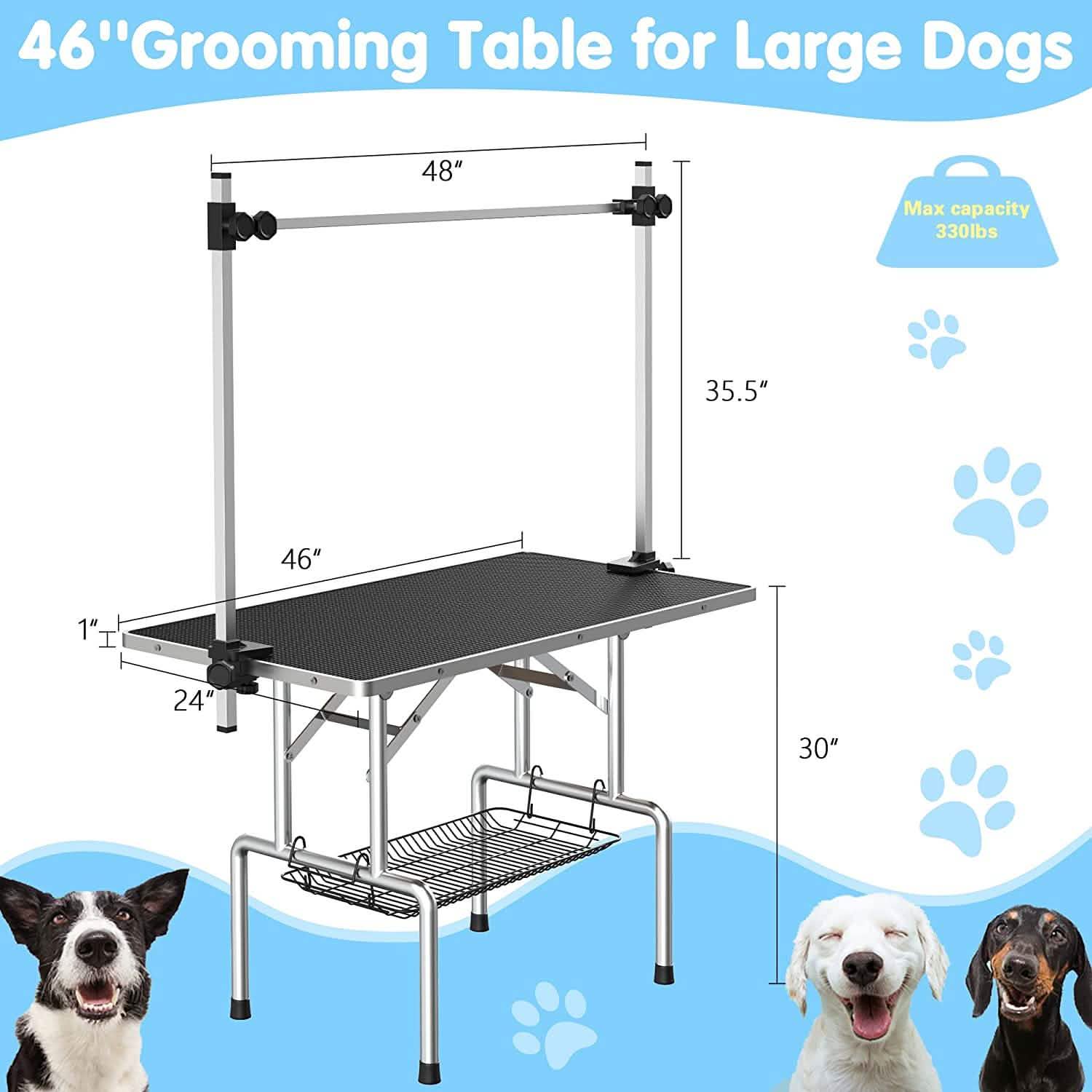 Adjustable Pet Large Foldable Dog Grooming Table with Arms Pet Supplies - DailySale