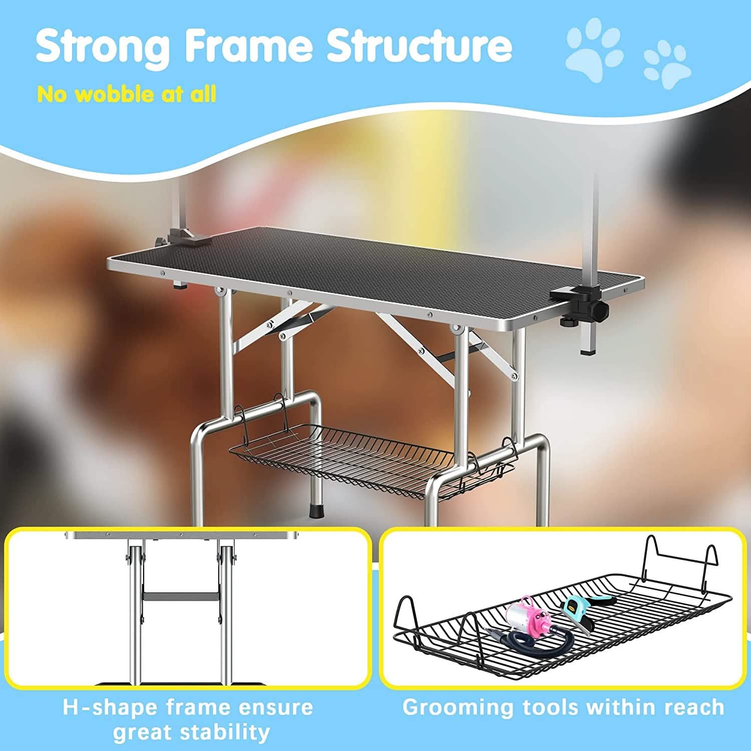 Adjustable Pet Large Foldable Dog Grooming Table with Arms Pet Supplies - DailySale