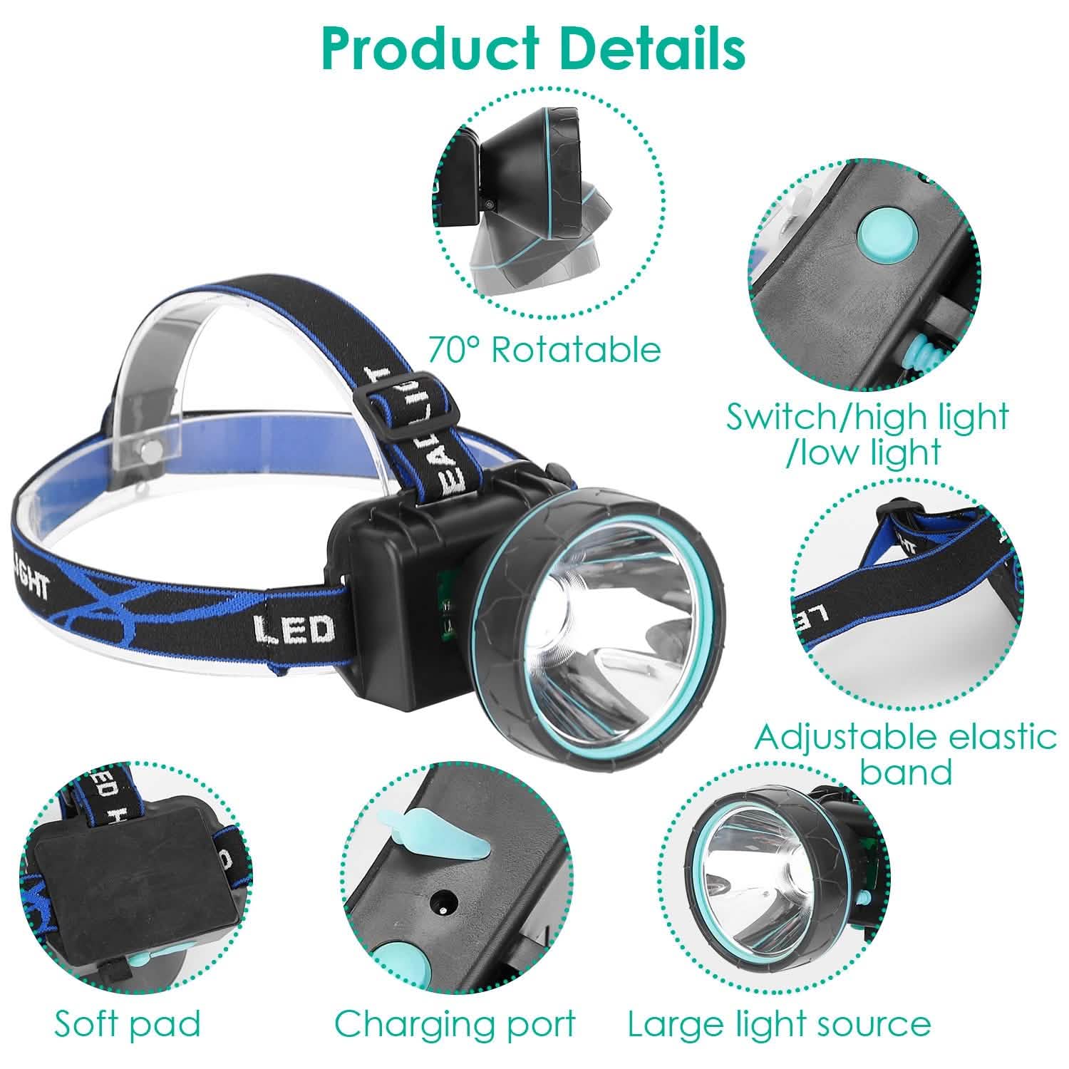Adjustable Rechargeable LED Spotlight Headlight Sports & Outdoors - DailySale