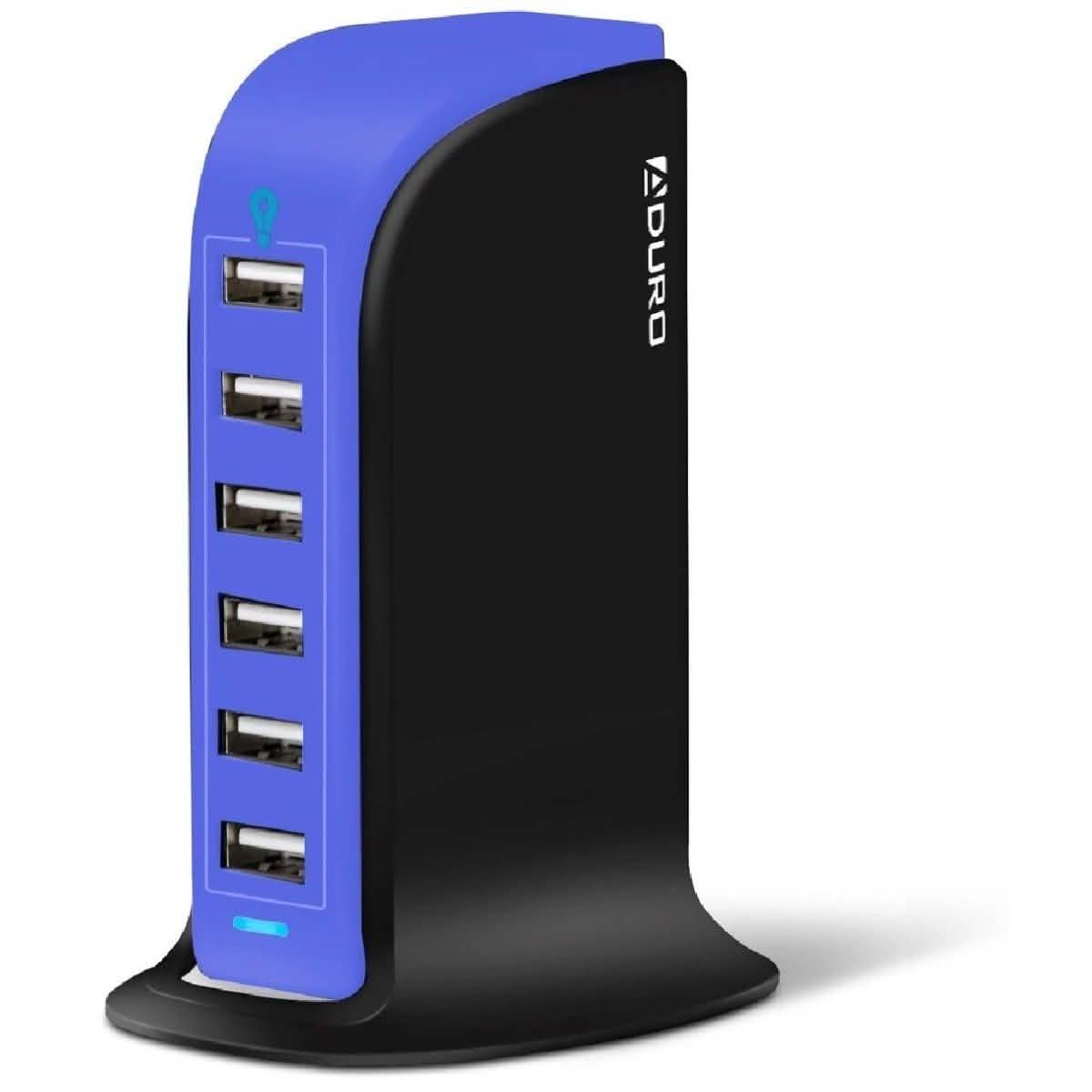 Aduro Powerup 6 Port USB Home Charging Station Gadgets & Accessories Black/Blue - DailySale