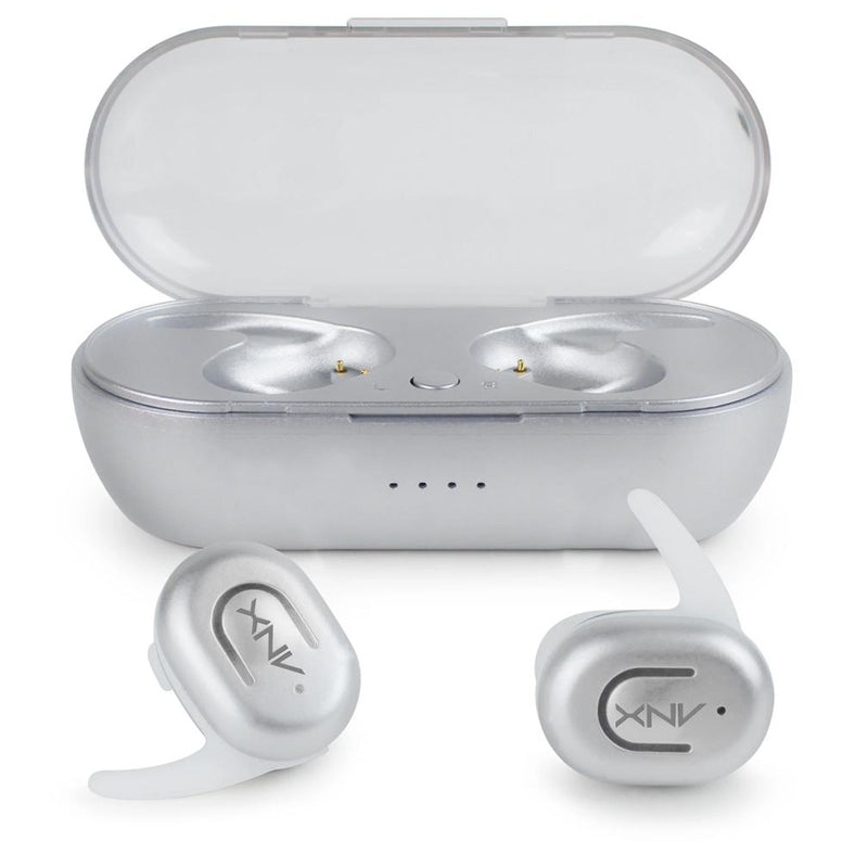 Silver Aduro Sync-Buds True Wireless Earbud set with Charging Case