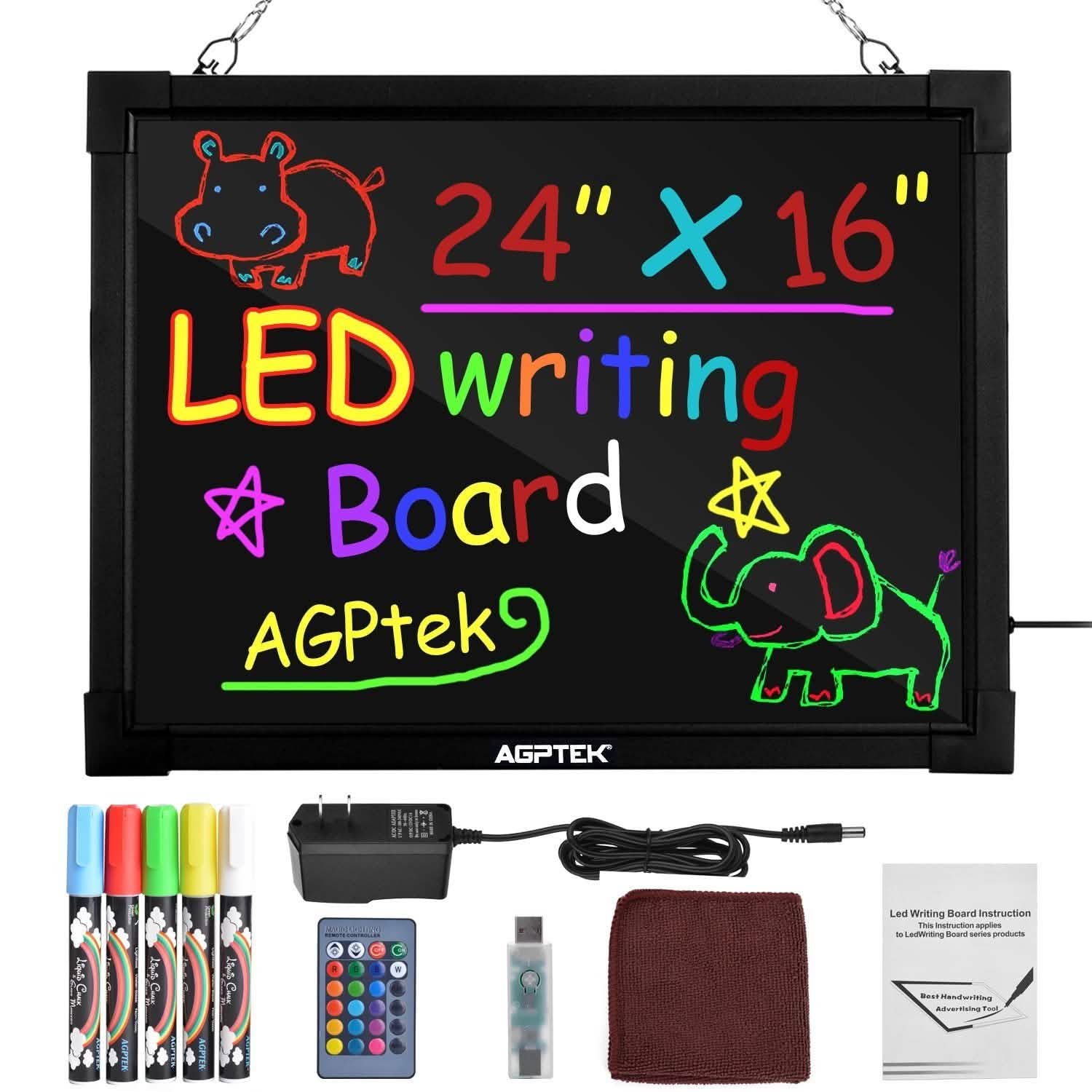 AGPtek 24"×16" LED Message Board Illuminated Erasable with Remote Control Everything Else - DailySale