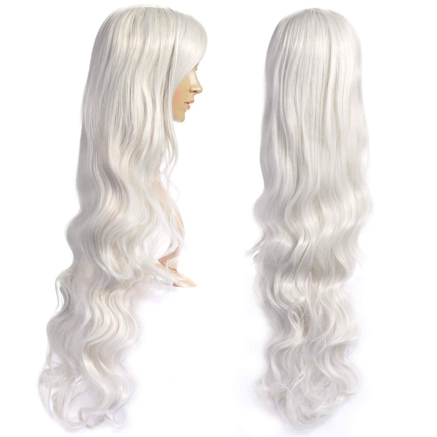 AGPTEK 33 Inch Heat Resistant Curly Wavy Long Silver Hair Wig Beauty & Personal Care - DailySale
