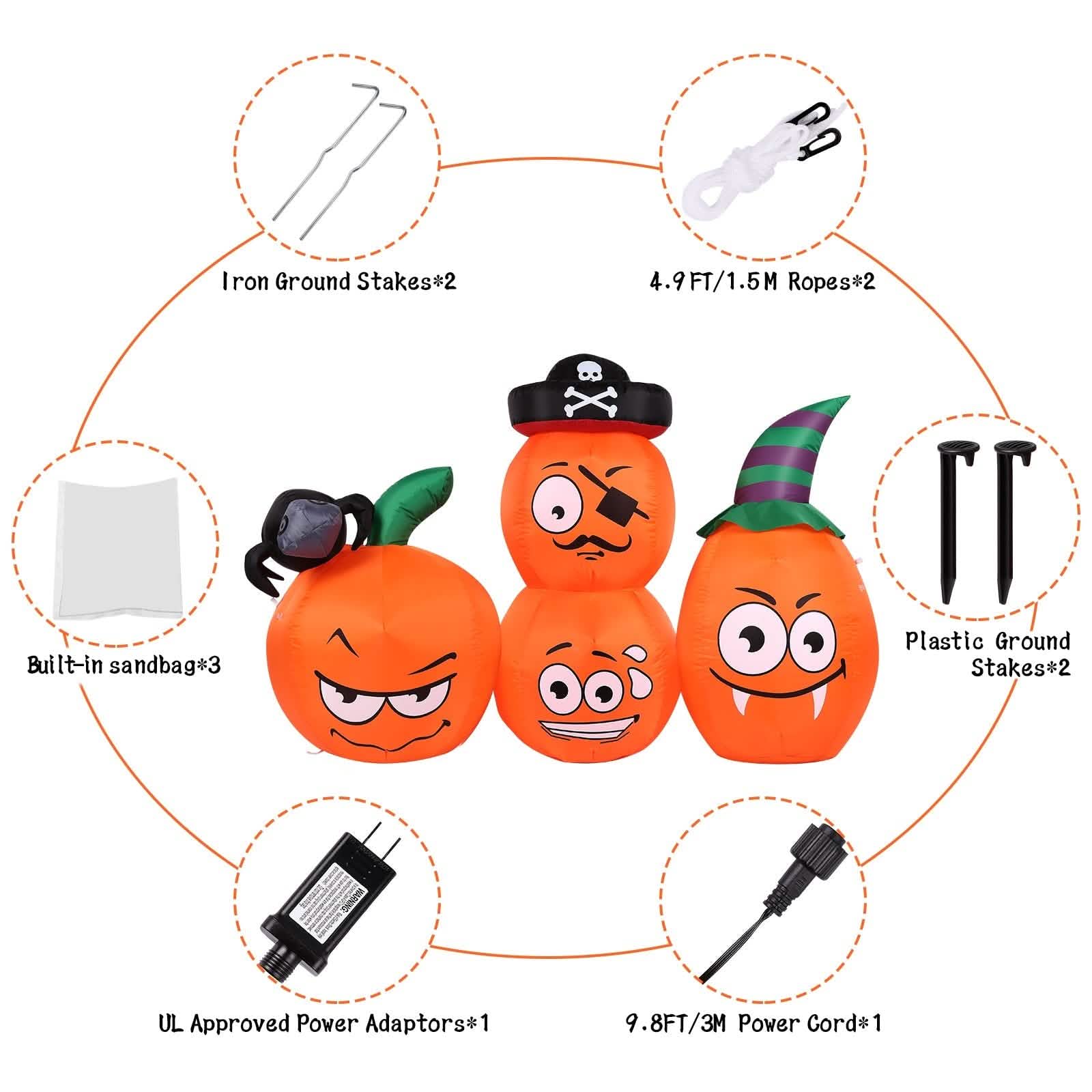 AGPTEK 4.9 Ft. Halloween Pumpkin Outdoor Decoration Holiday Decor & Apparel - DailySale