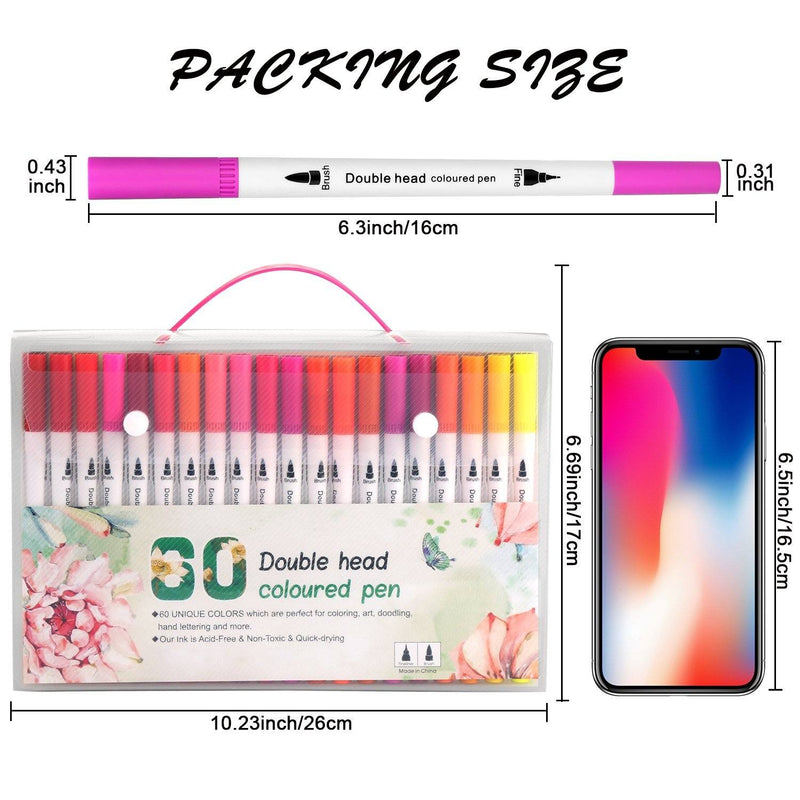 AGPtEK 60 Colors Dual Tip Brush Marker Pens Everything Else - DailySale