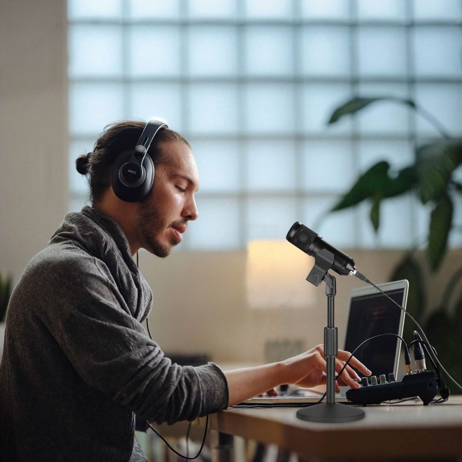 AGPtEK Desk Microphone Stand with Mic Headphones & Audio - DailySale
