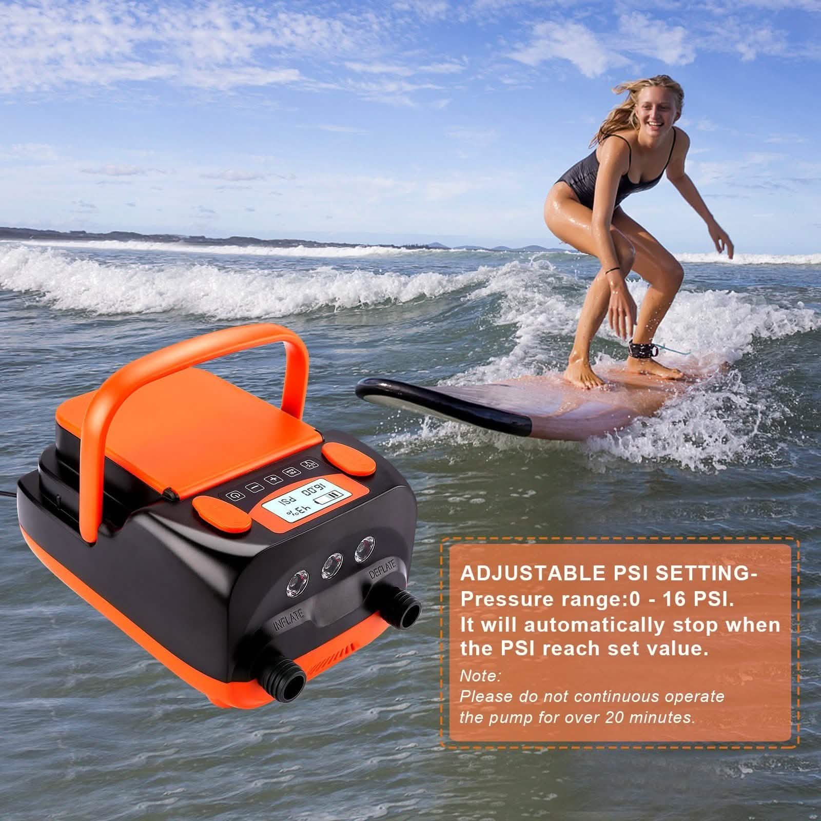 AGPtEK Electric Air Pump Digital 16PSI 12V Rechargeable SUP Electric Air Pump Compressor Automotive - DailySale