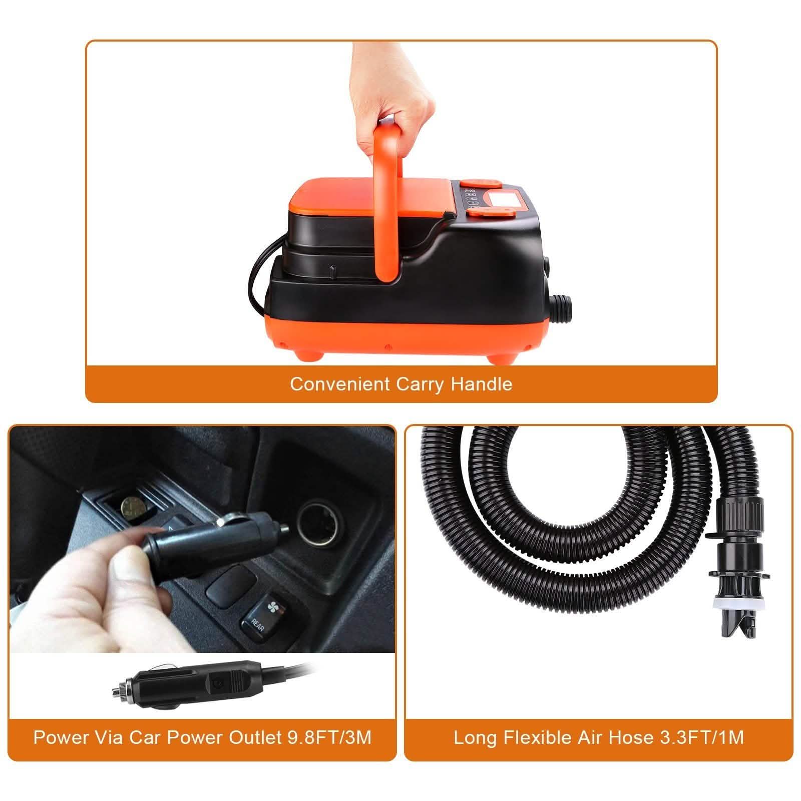 AGPtEK Electric Air Pump Digital 16PSI 12V Rechargeable SUP Electric Air Pump Compressor Automotive - DailySale