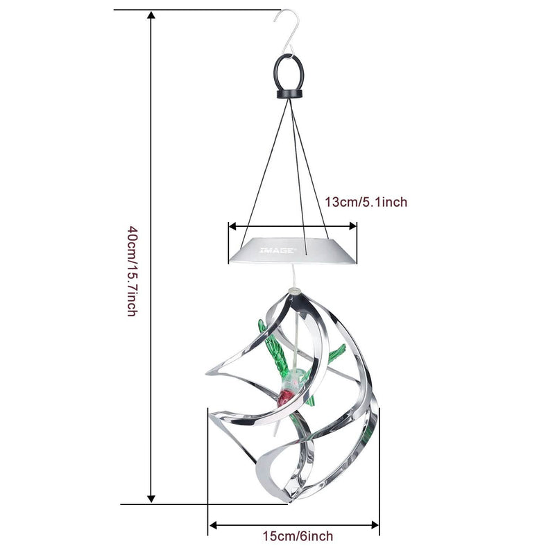 AGPtek Hummingbird Win Wind Chime Color Changing Solar Hanging Lights Outdoor Lighting - DailySale