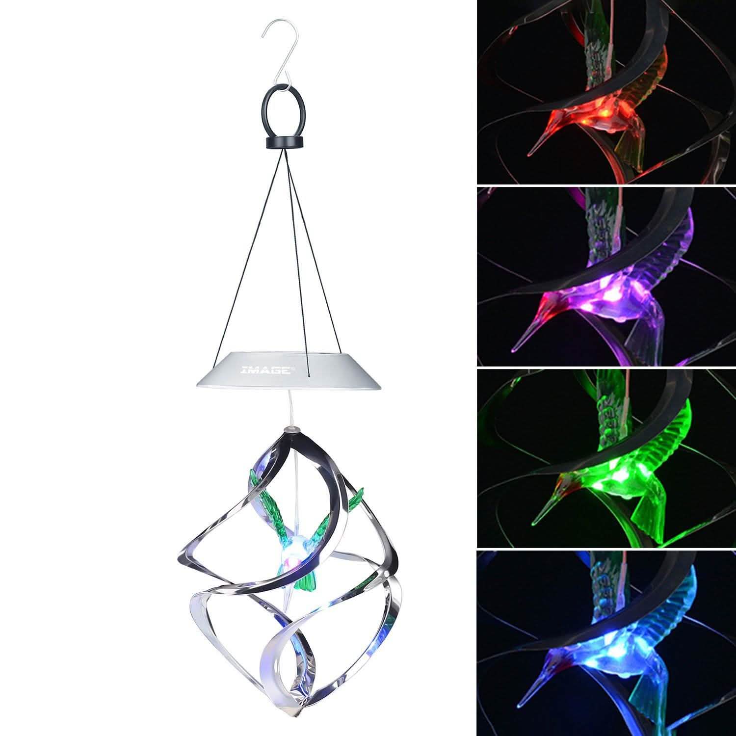 AGPtek Hummingbird Win Wind Chime Color Changing Solar Hanging Lights Outdoor Lighting - DailySale