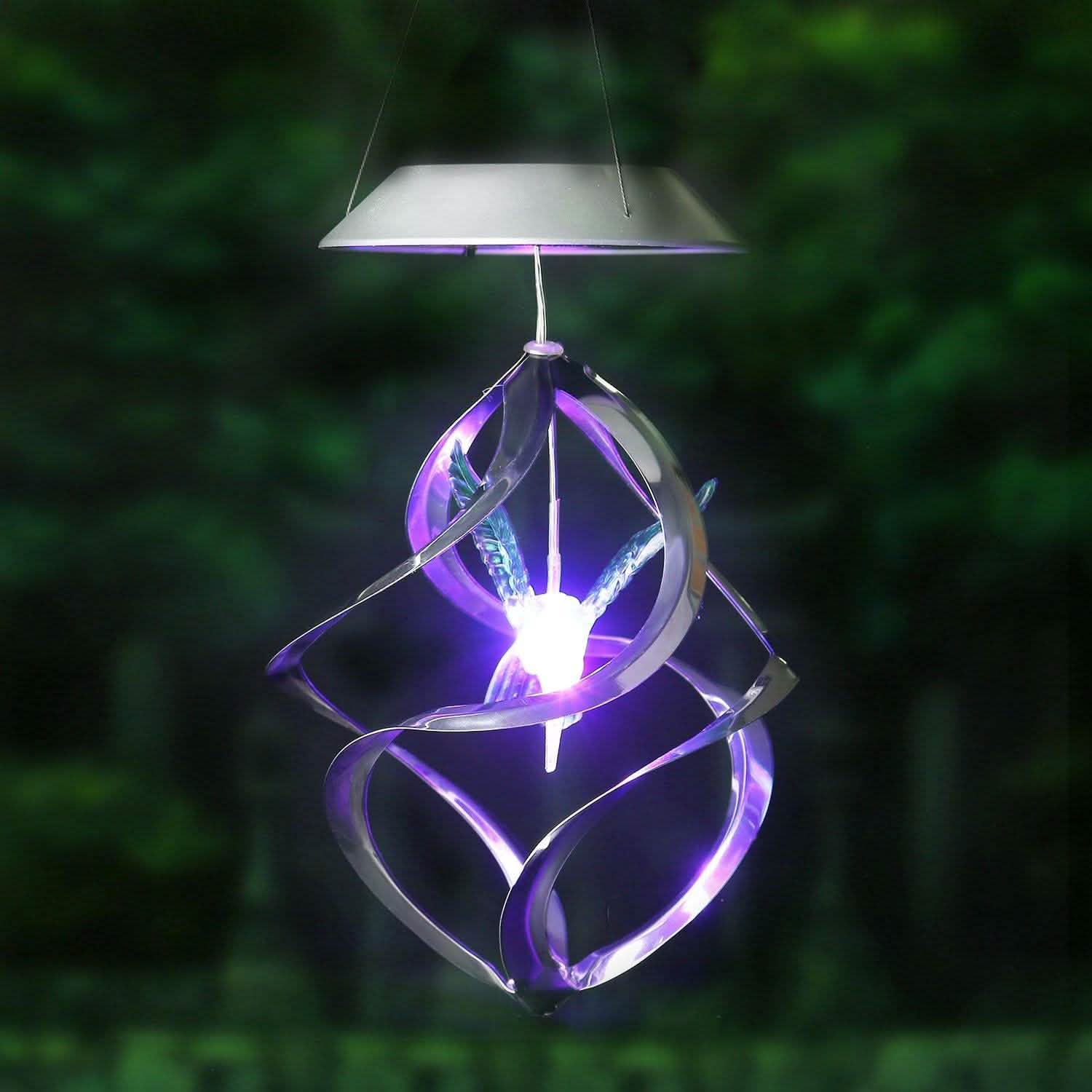 AGPtek Hummingbird Win Wind Chime Color Changing Solar Hanging Lights Outdoor Lighting - DailySale