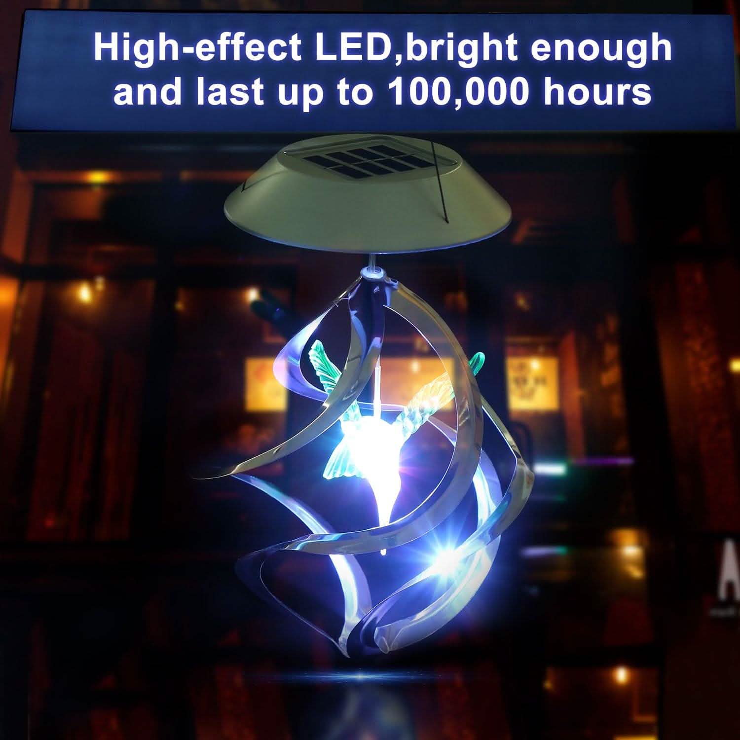 AGPtek Hummingbird Win Wind Chime Color Changing Solar Hanging Lights Outdoor Lighting - DailySale