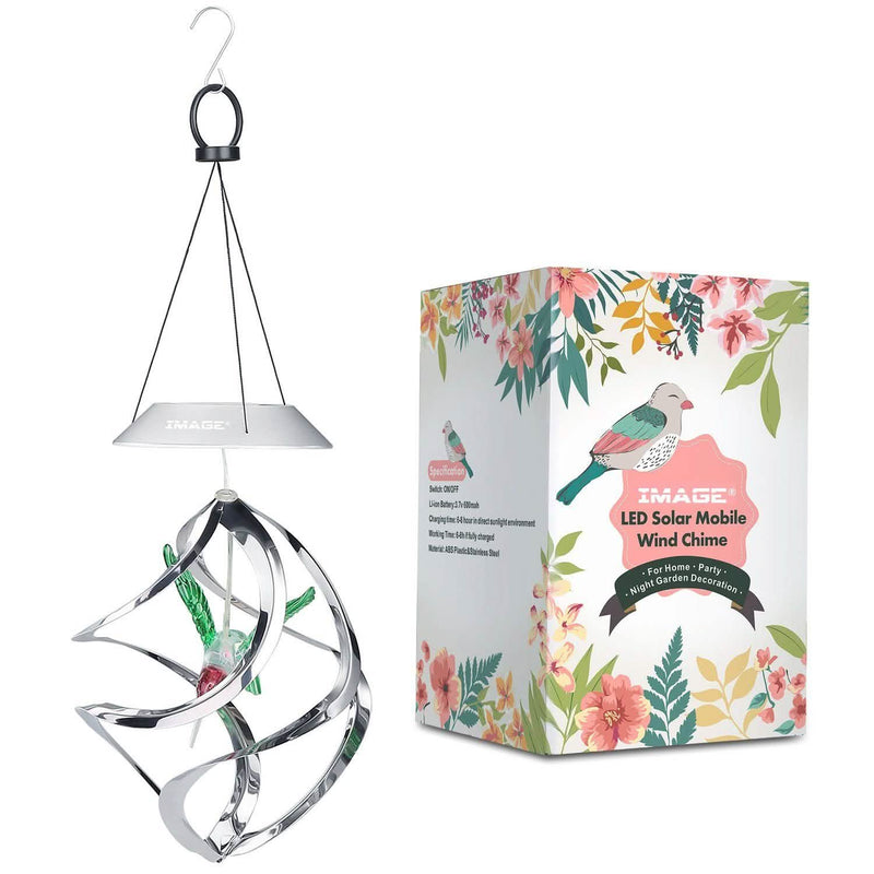 AGPtek Hummingbird Win Wind Chime Color Changing Solar Hanging Lights Outdoor Lighting - DailySale