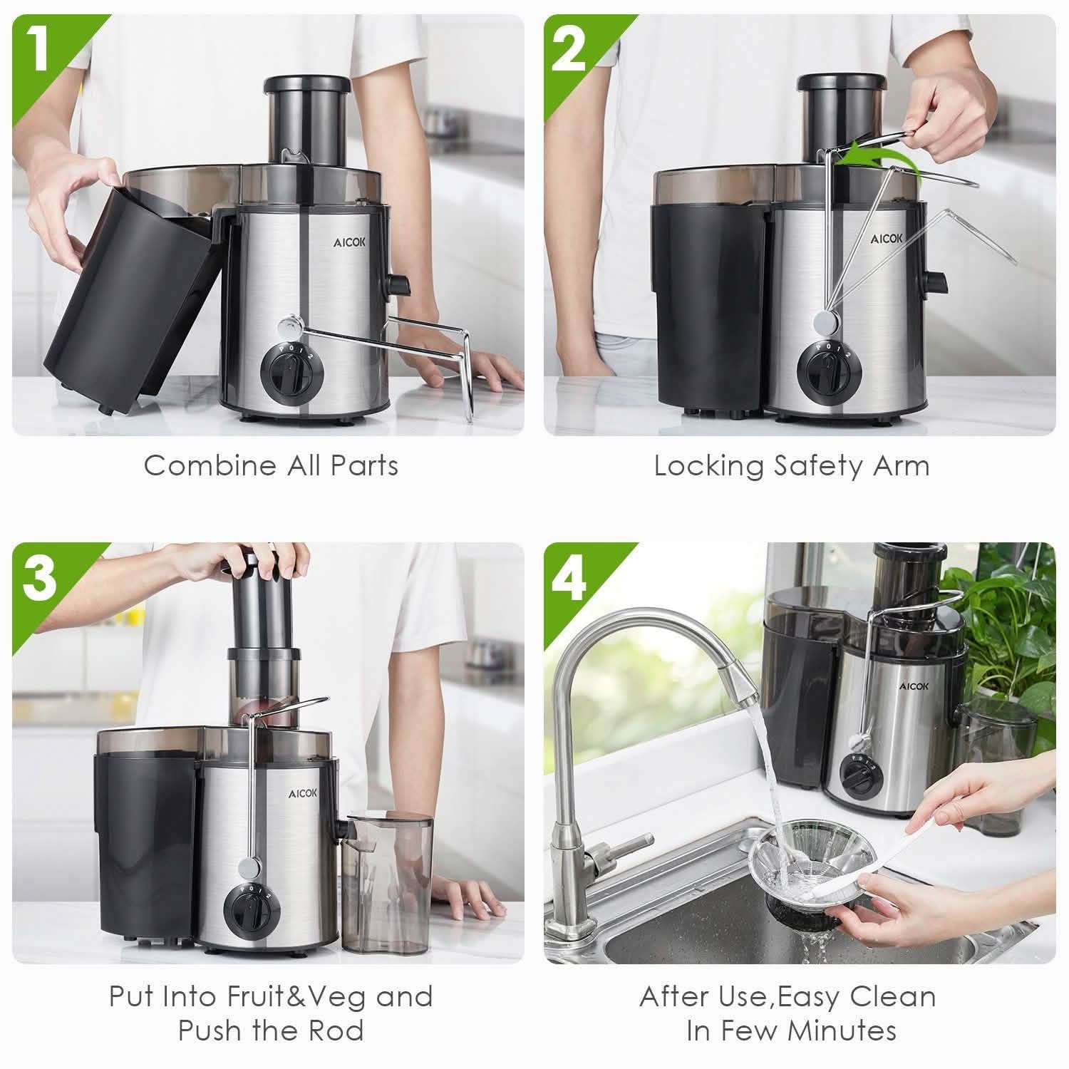 Aicok Juicer Centrifugal Juicer for Whole Fruit and Vegetable Kitchen & Dining - DailySale