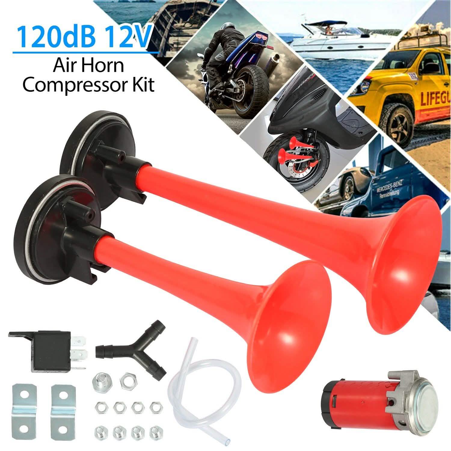 Air Horn Dual Trumpet 12V 115DB Automotive - DailySale