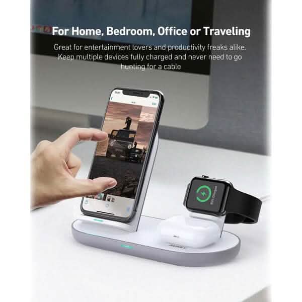 Aircore 3-in-1 Wireless Charging Station Stand Mobile Accessories - DailySale