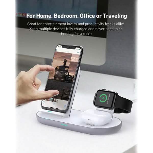Aircore 3-in-1 Wireless Charging Station Stand Mobile Accessories - DailySale
