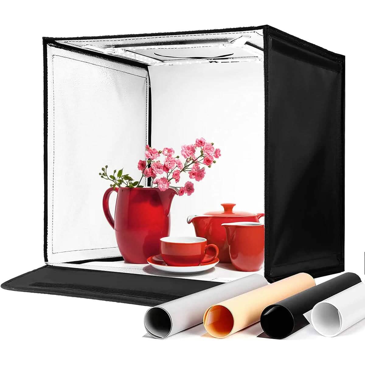 AMZDEAL Folding Photo Light Box 16x16 inch with 4 Backdrops for Photoshoot Cameras & Drones - DailySale