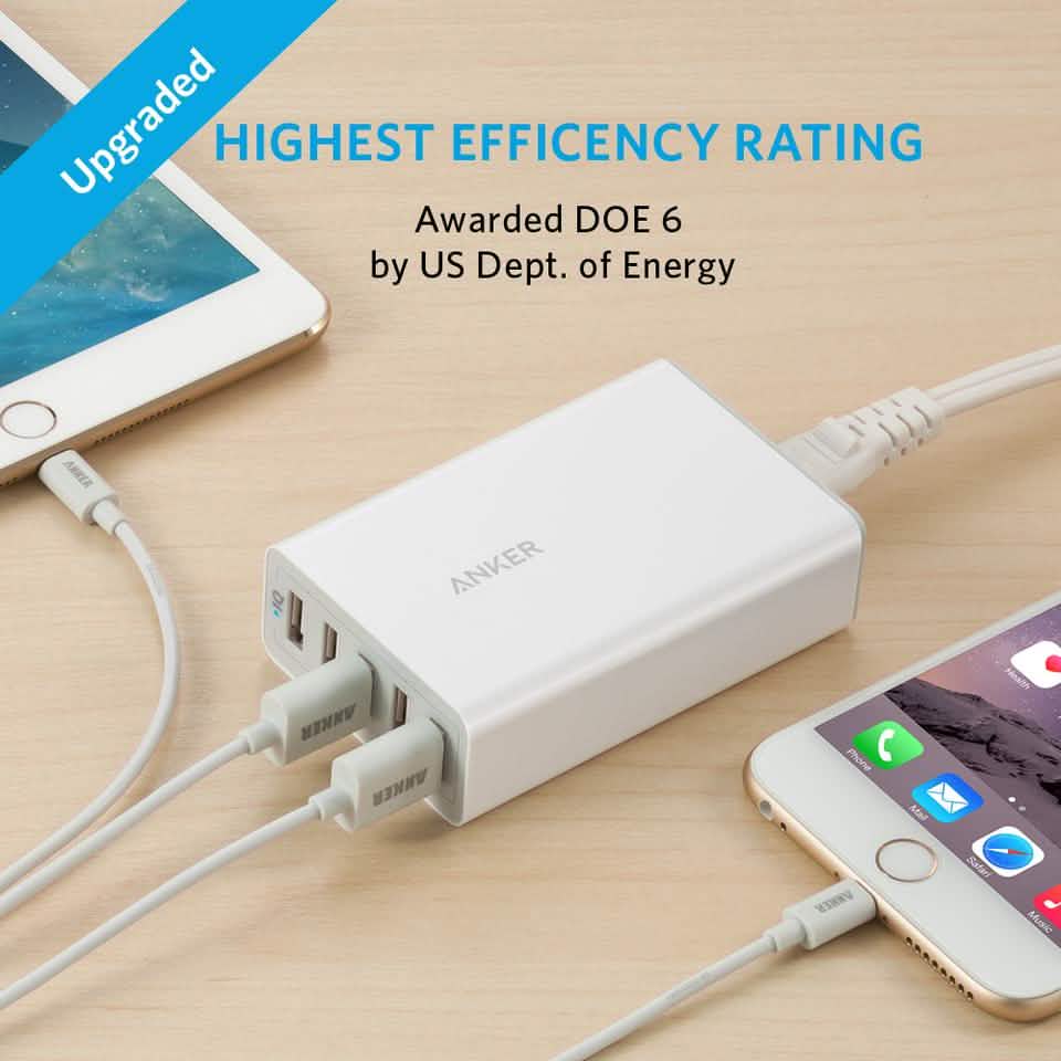Anker PowerPort 5 40W/8A 5-Port USB Charger for Apple iPhone, iPad, Samsung Galaxy, and more Gadgets & Accessories - DailySale