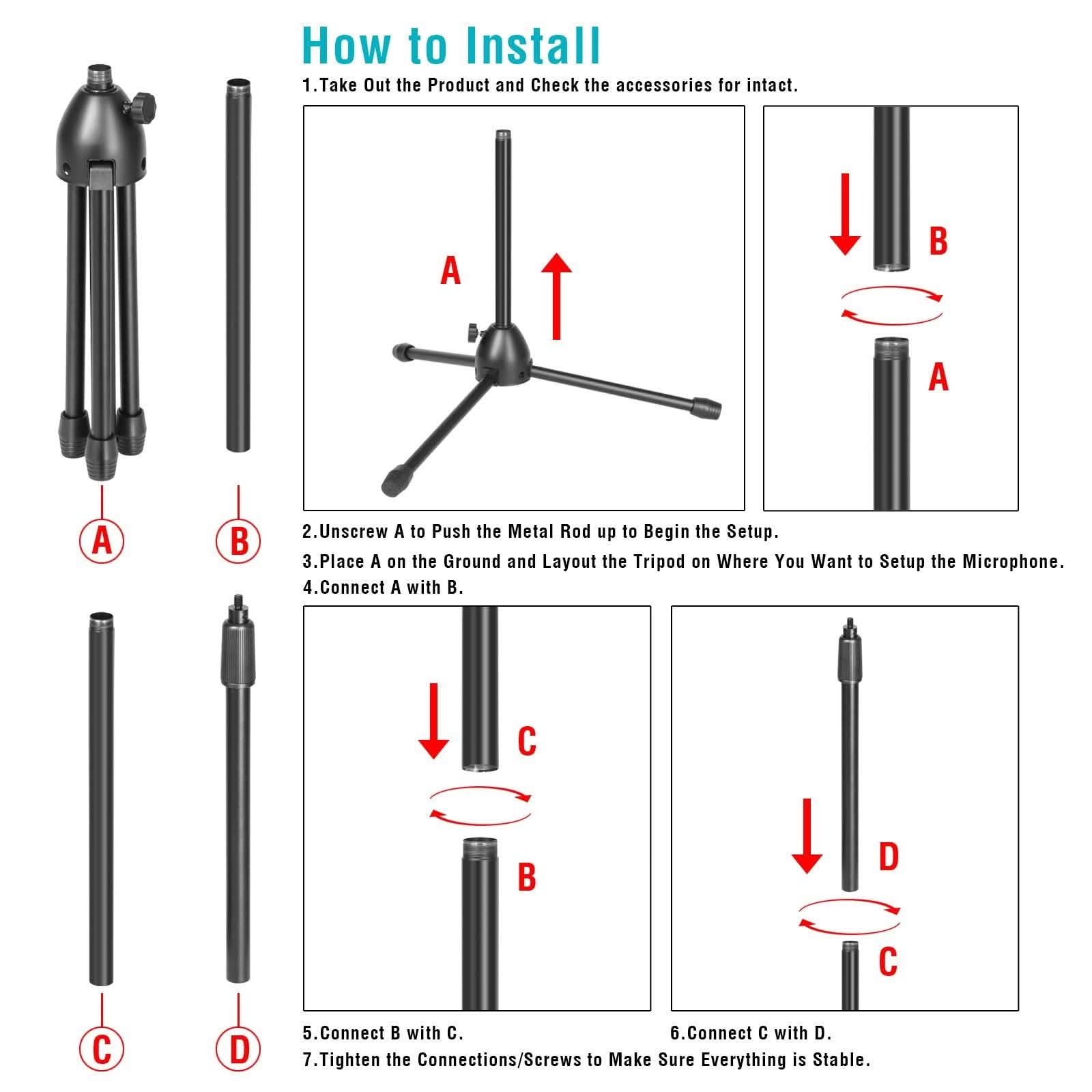 Anti-slip Tripod Condenser Microphone Stand Headphones & Audio - DailySale