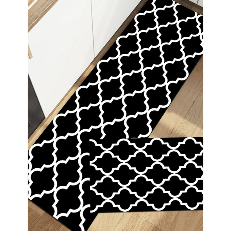 Anti-Slip Waterproof Kitchen Mat Carpet Kitchen Storage Black Small Set - DailySale