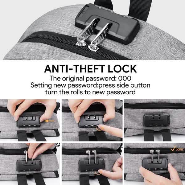 Anti Theft Waterproof Classic Backpack with USB Charging Port and Headphone Interface Bags & Travel - DailySale