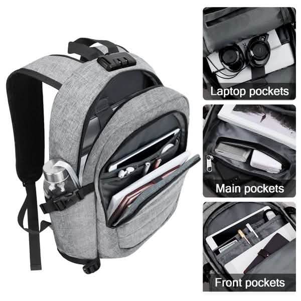 Anti Theft Waterproof Classic Backpack with USB Charging Port and Headphone Interface Bags & Travel - DailySale