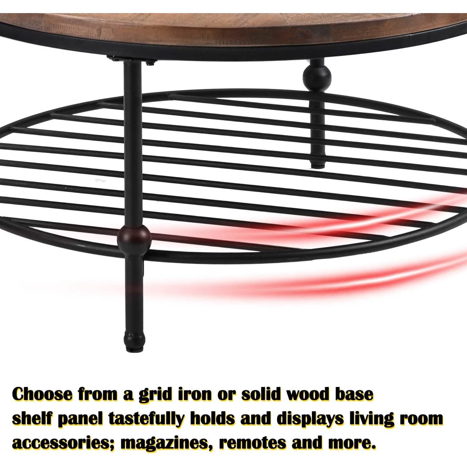 Antique Natural Coffee Table with Living Room Storage Rack Furniture & Decor - DailySale