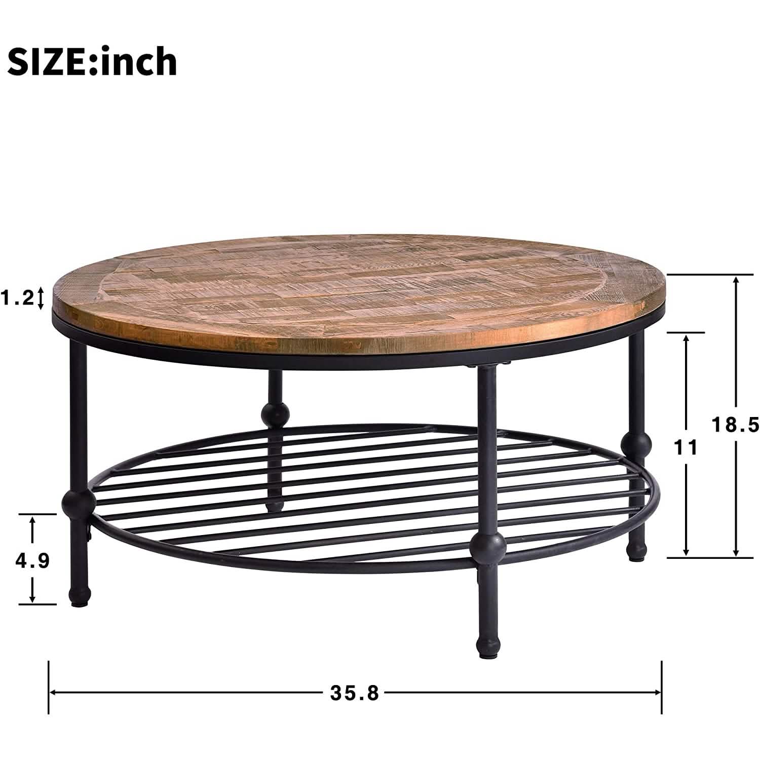 Antique Natural Coffee Table with Living Room Storage Rack Furniture & Decor - DailySale