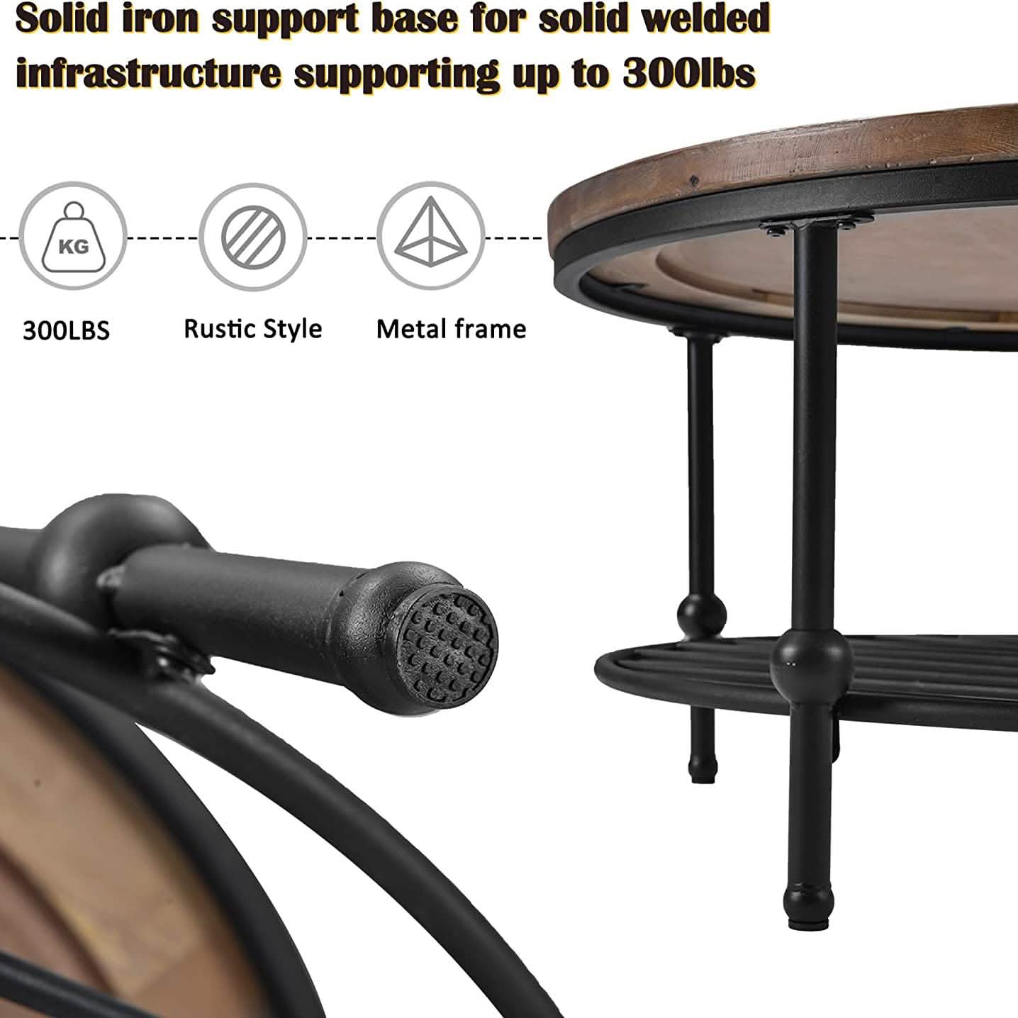 Antique Natural Coffee Table with Living Room Storage Rack Furniture & Decor - DailySale