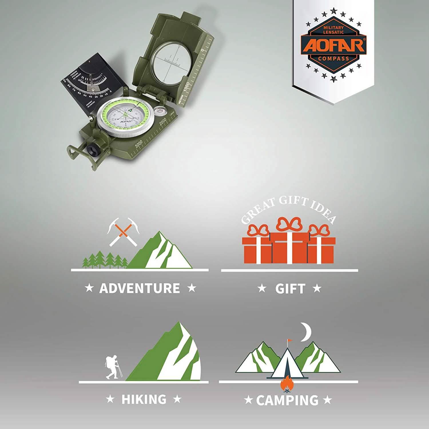 AOFAR Military Compass AF-4074 Sports & Outdoors - DailySale