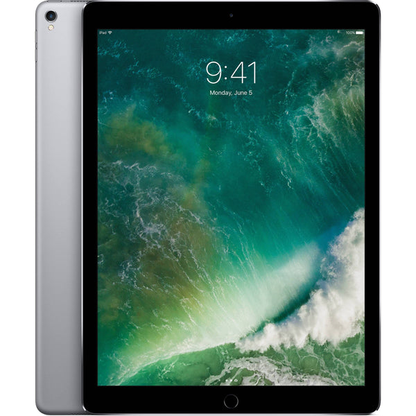 Front and back view of 32GB grey Apple iPad Pro 12.9" (Refurbished) in a white background