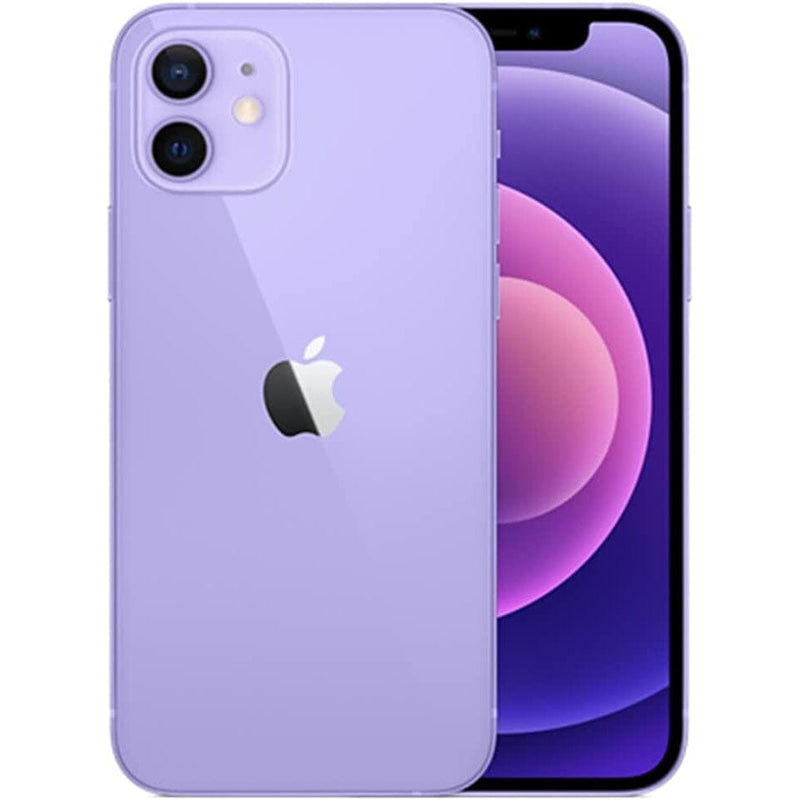 Front over back view of an Apple iPhone 12 Mini - Fully Unlocked (Refurbished) in light purple
