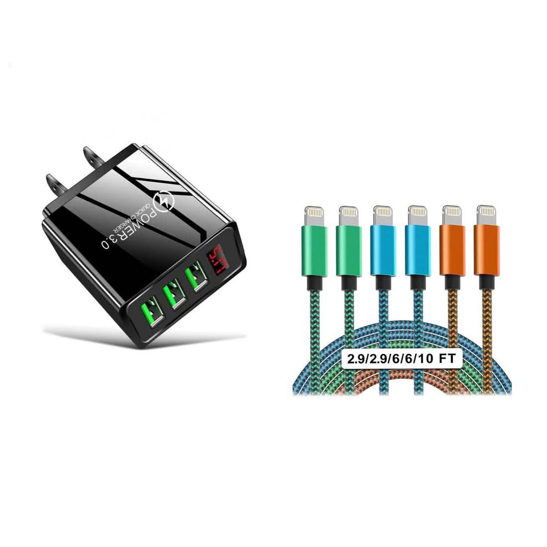 Apple MFi Certified iPhone Lightning Cable and Wall Charger Mobile Accessories 3ft - DailySale