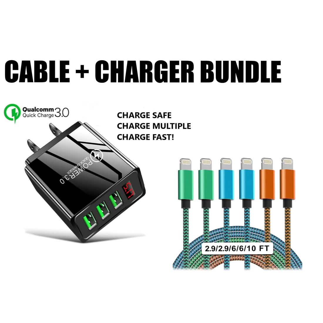 Apple MFi Certified iPhone Lightning Cable and Wall Charger Mobile Accessories - DailySale