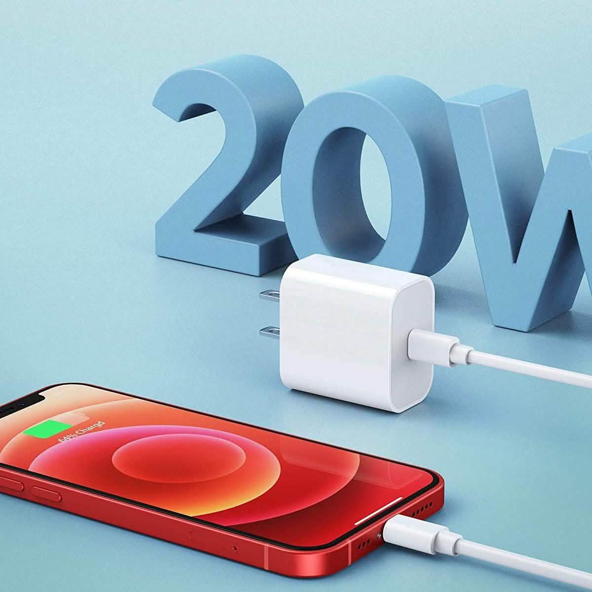 Apple MFi Certified Veetone 20W PD Type C Power Wall Charger Travel Plug with 6FT USB C to Lightning Quick Charge Sync Cable Mobile Accessories - DailySale