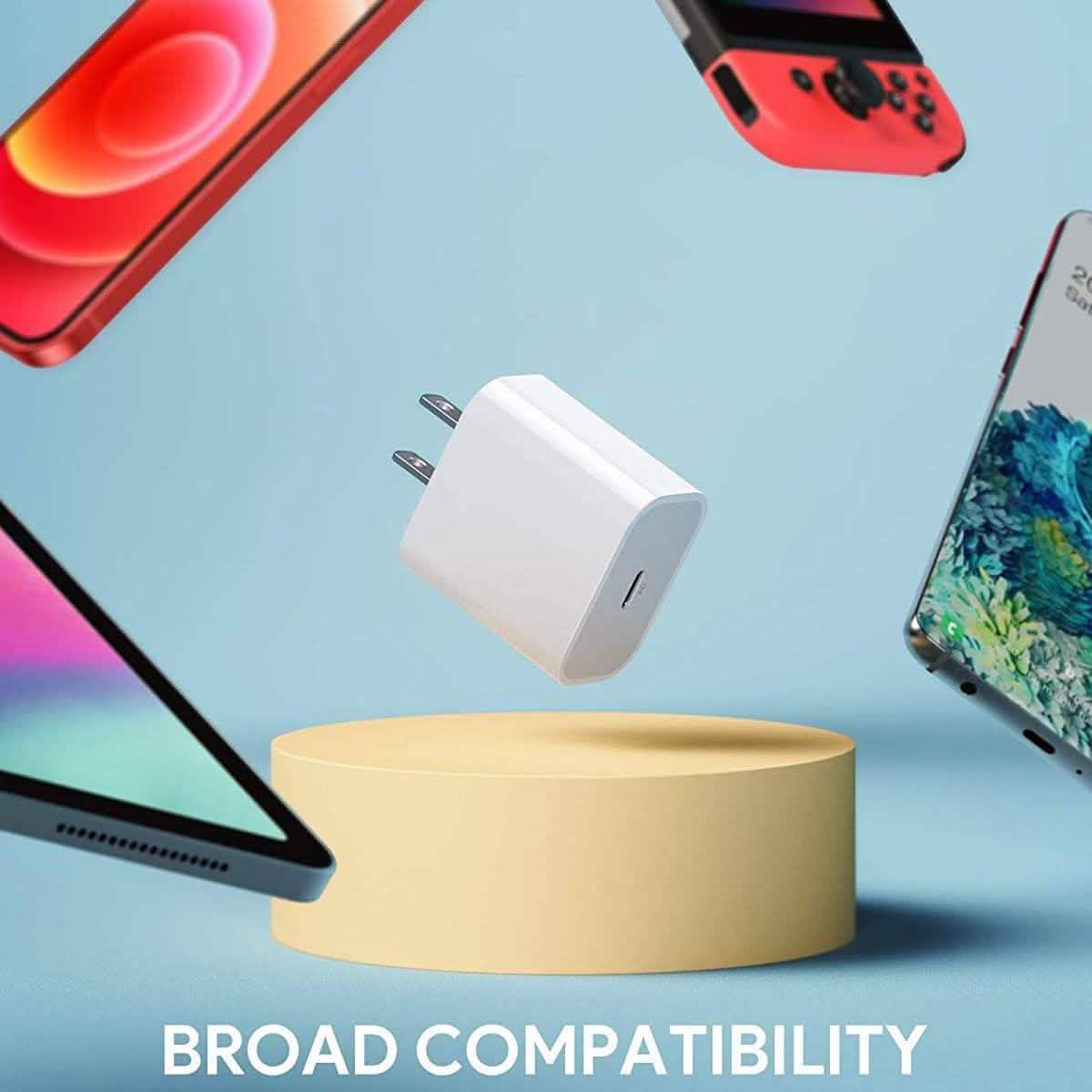 Apple MFi Certified Veetone 20W PD Type C Power Wall Charger Travel Plug with 6FT USB C to Lightning Quick Charge Sync Cable Mobile Accessories - DailySale