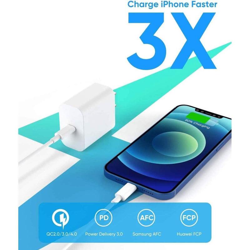 Apple MFi Certified Veetone 20W PD Type C Power Wall Charger Travel Plug with 6FT USB C to Lightning Quick Charge Sync Cable Mobile Accessories - DailySale