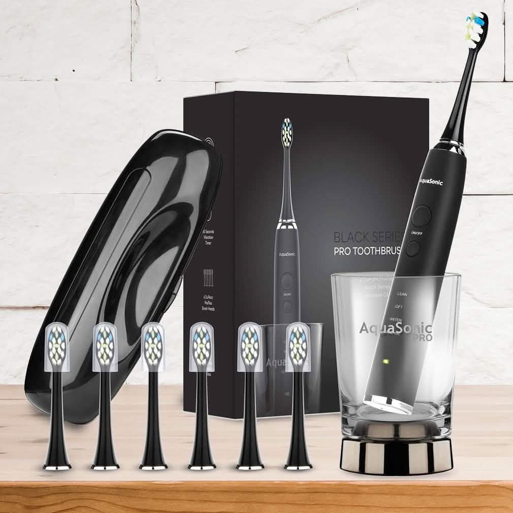 AquaSonic Black Series Pro Ultra Whitening 40,000 VPM Rechargeable Electric Toothbrush Beauty & Personal Care - DailySale